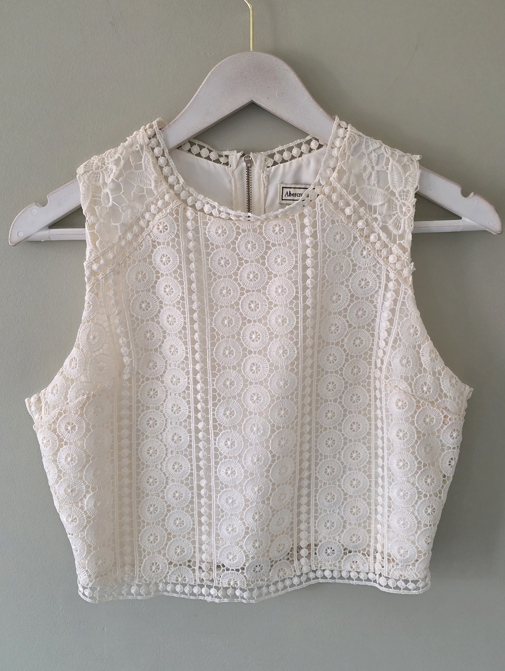 Abercrombie & Fitch Crochet Lace Crop Top Size S Y2K Coquette Romantic Dainty - Picture 2 of 11